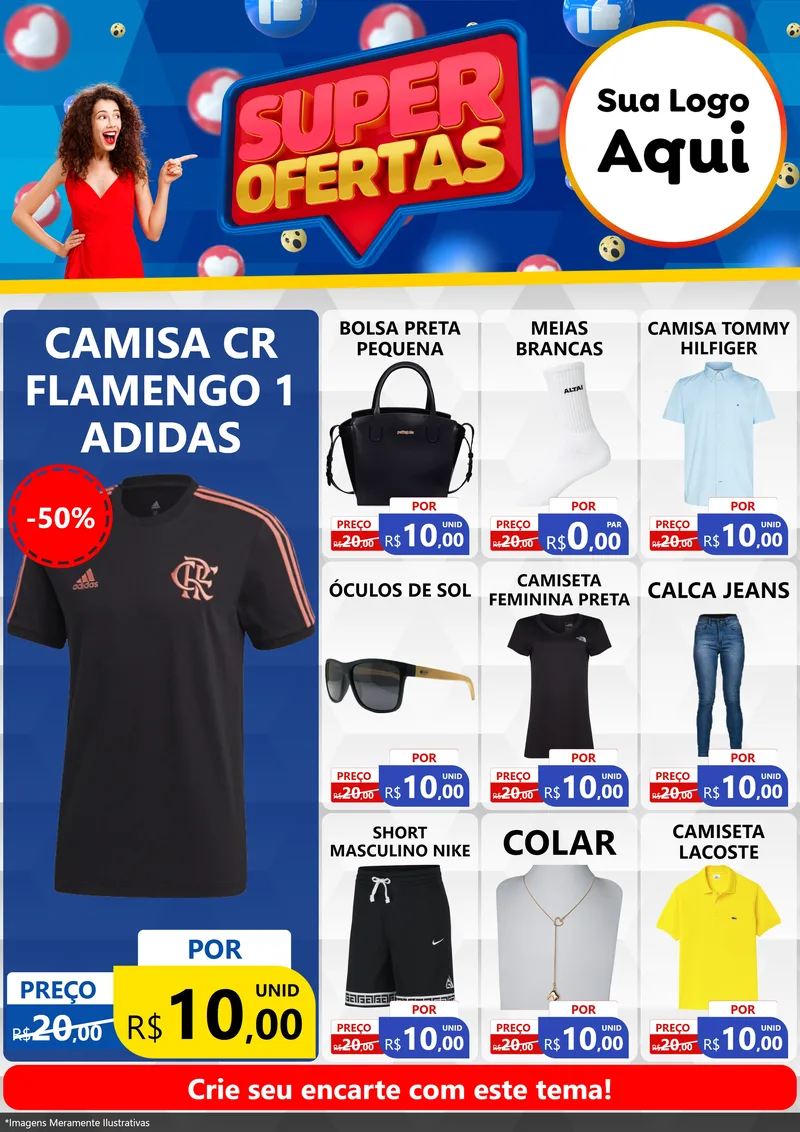 Modelo de Encarte para Encarte A4 Vertical com o tema Super Ofertas para Roupas e acessórios
