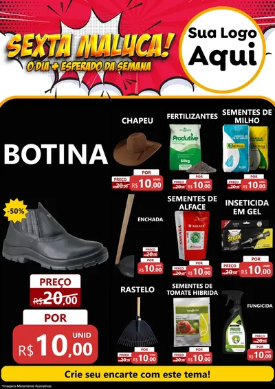 Modelo de Encarte para Encarte A4 Vertical com o tema Sexta Maluca! para Agropecuária