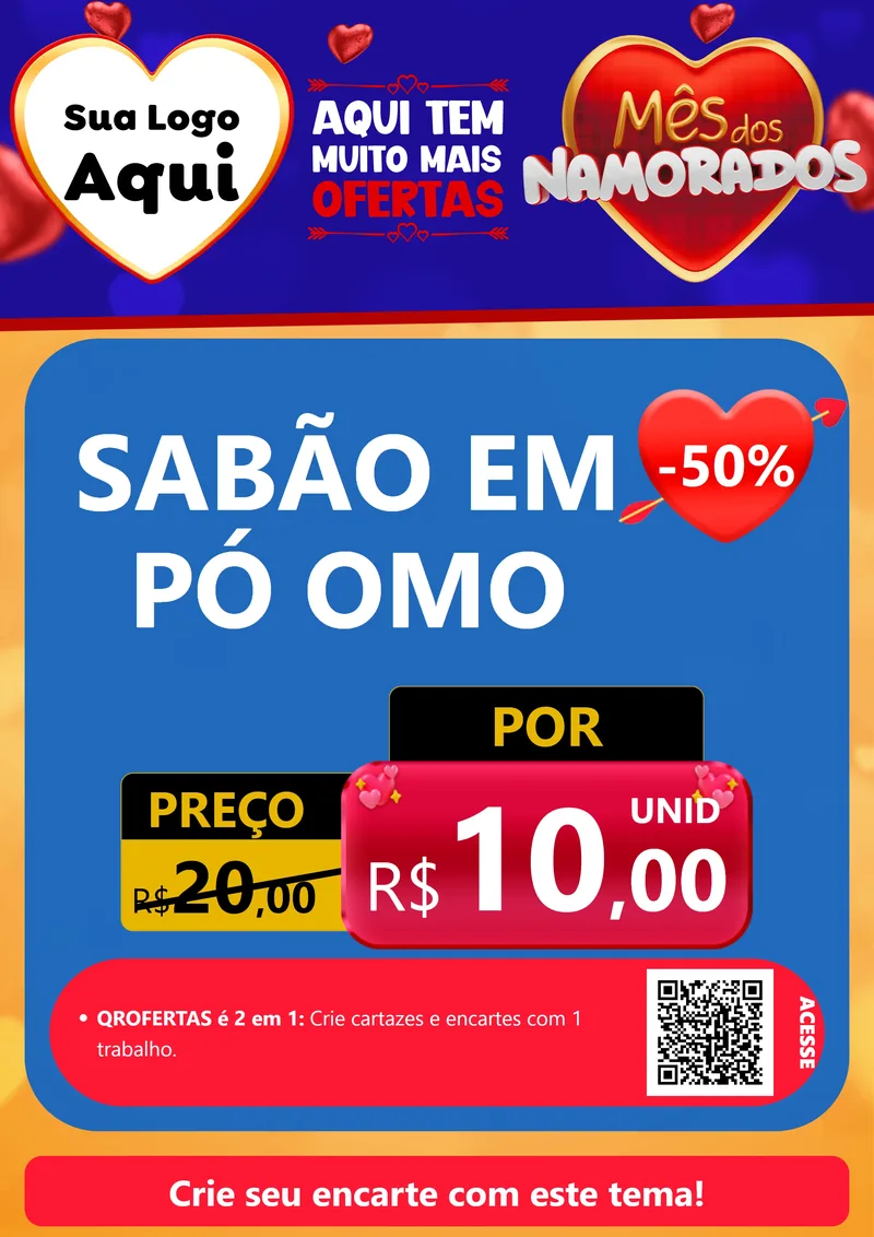 Modelo de Cartaz para Cartaz A4 Vertical com o tema Mês dos Namorados para Produtos de Limpeza