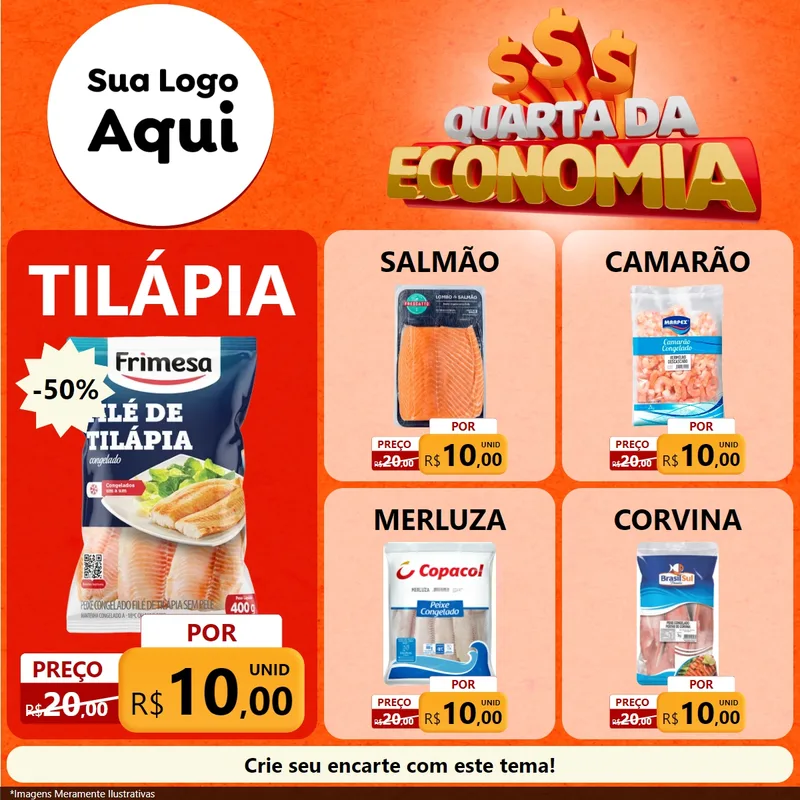 Modelo de Rede Social para Feed Facebook com o tema Quarta da Economia para Peixaria