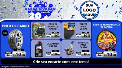 Modelo de TV para TV Horizontal com o tema Promoção de Aniversário - 20 Anos para Auto peças