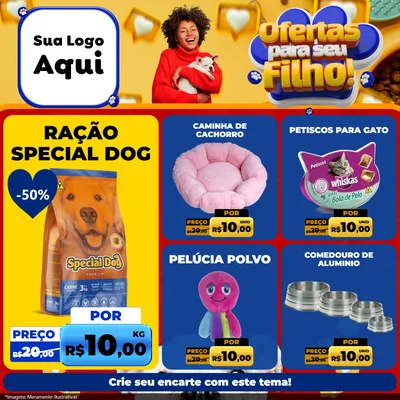 Modelo de Rede Social para Feed Facebook com o tema Ofertas Para Seu Filho! para Pet Shop