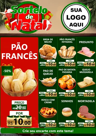 Modelo de Encarte para Encarte A4 Vertical com o tema Sorteio de Natal para Padaria