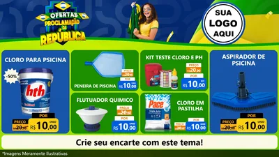 Modelo de TV para TV Horizontal com o tema Ofertas Proclamação da República para Produtos para Piscina