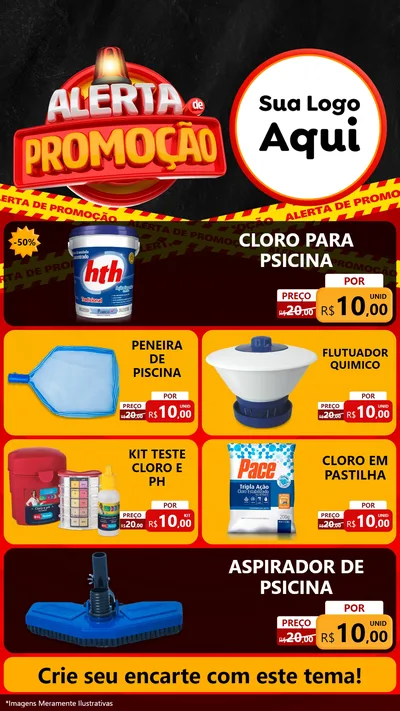 Modelo de TV para TV Vertical com o tema Alerta de Promoção para Produtos para Piscina