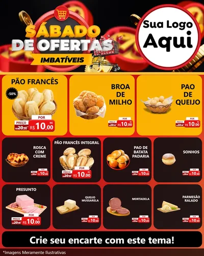 Modelo de Rede Social para Feed Instagram com o tema Sábado de Ofertas Imbatíveis para Padaria
