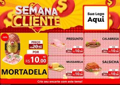Modelo de Encarte para Encarte A4 Horizontal com o tema Semana do Cliente para Frios e Laticínios
