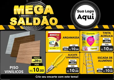 Modelo de Encarte para Encarte A4 Horizontal com o tema Mega Saldão para Material para Construção