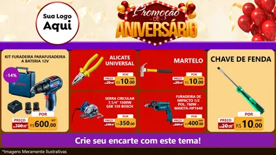 Modelo de TV para TV Horizontal com o tema Promoção de Aniversário para Maquinas e Ferramentas