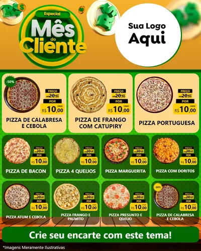 Modelo de Rede Social para Feed Instagram com o tema Especial Mês do Cliente para Pizzaria