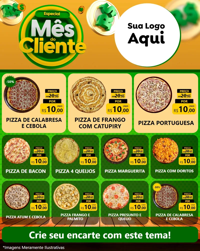 Modelo de Rede Social para Feed Instagram com o tema Especial Mês do Cliente para Pizzaria