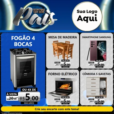 Modelo de Rede Social para Feed Facebook com o tema Sorteio Dia Dos Pais para Móveis e Eletro