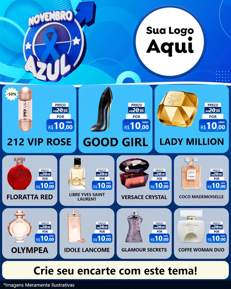 Modelo de Rede Social para Feed Instagram com o tema Novembro Azul para Perfumes