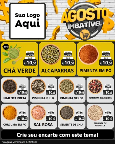 Modelo de Rede Social para Feed Instagram com o tema Agosto imbatível para Produtos Naturais