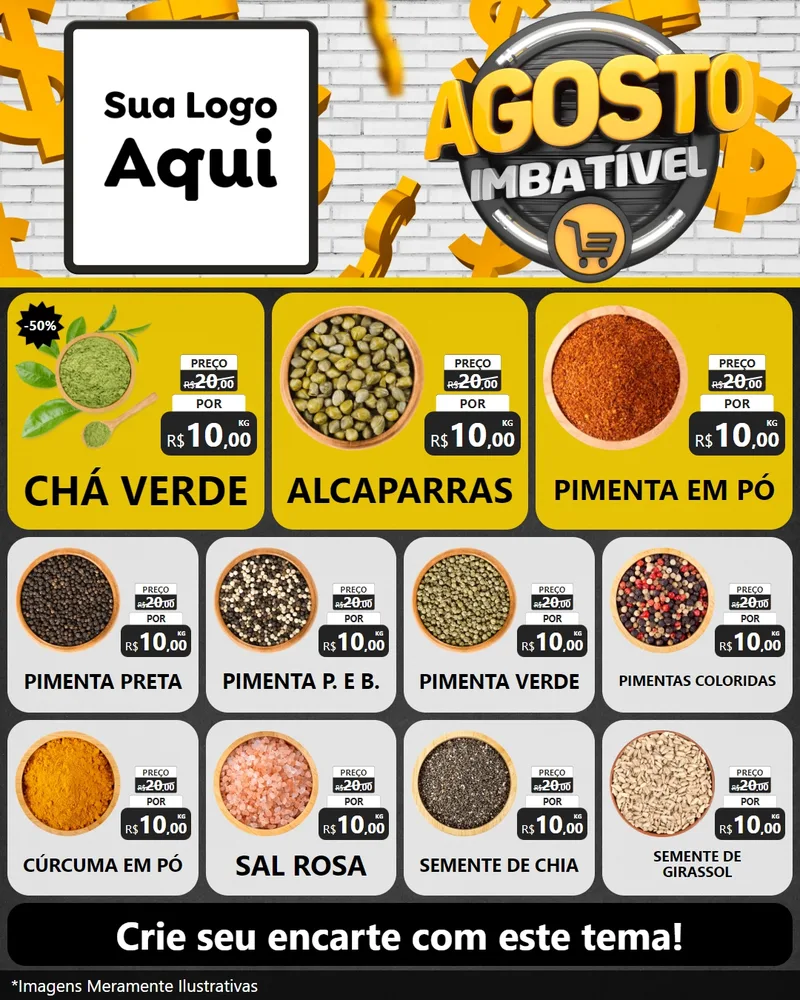 Modelo de Rede Social para Feed Instagram com o tema Agosto imbatível para Produtos Naturais