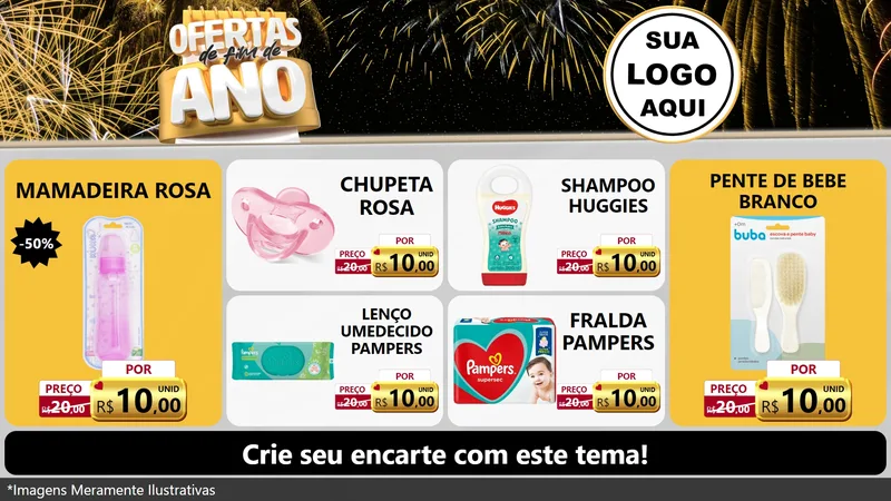 Modelo de TV para TV Horizontal com o tema Ofertas de Fim de Ano para Bebês