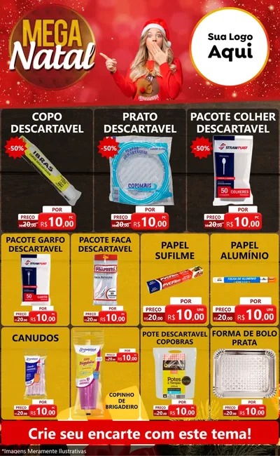 Modelo de Encarte para Encarte Grande com o tema Mega Natal para Embalagens