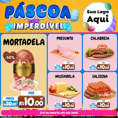 Modelo de Rede Social para Feed Facebook com o tema Páscoa Imperdível para Frios e Laticínios