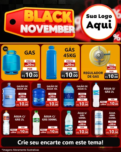 Modelo de Rede Social para Feed Instagram com o tema Black November para Água e gás
