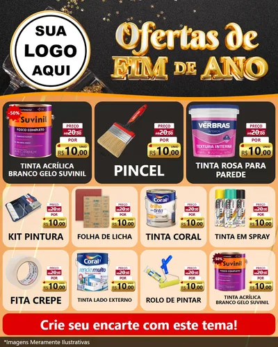 Modelo de Rede Social para Feed Instagram com o tema Ofertas de Fim de Ano para Tintas e Ferramentas