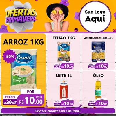 Modelo de Rede Social para Feed Facebook com o tema Ofertas Da Primavera para Supermercado