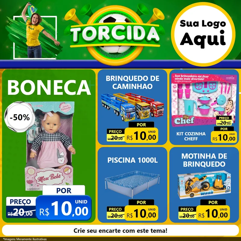 Modelo de Rede Social para Feed Facebook com o tema Torcida para Brinquedos