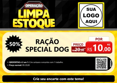 Modelo de Cartaz para Cartaz A4 Horizontal com o tema Operação Limpa Estoque para Pet Shop