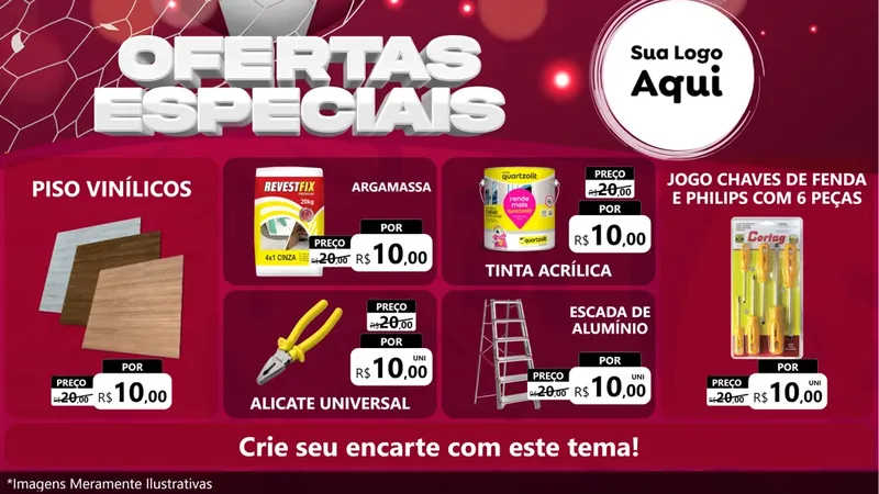 Modelo de TV para TV Horizontal com o tema Ofertas Especiais - Futebol para Material para Construção