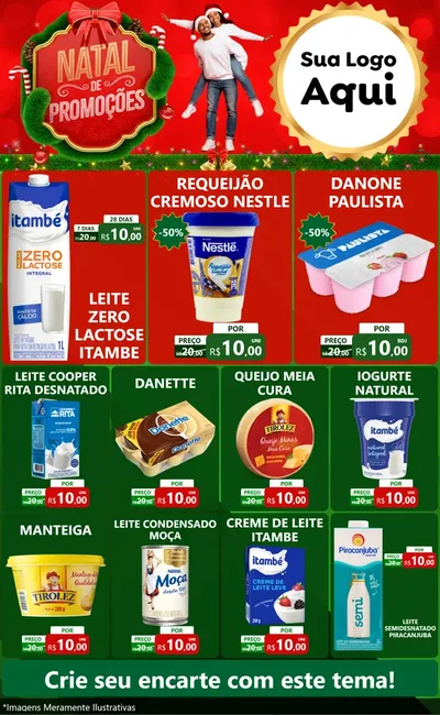 Modelo de Encarte para Encarte Grande com o tema Natal de Promoções para Frios e Laticínios
