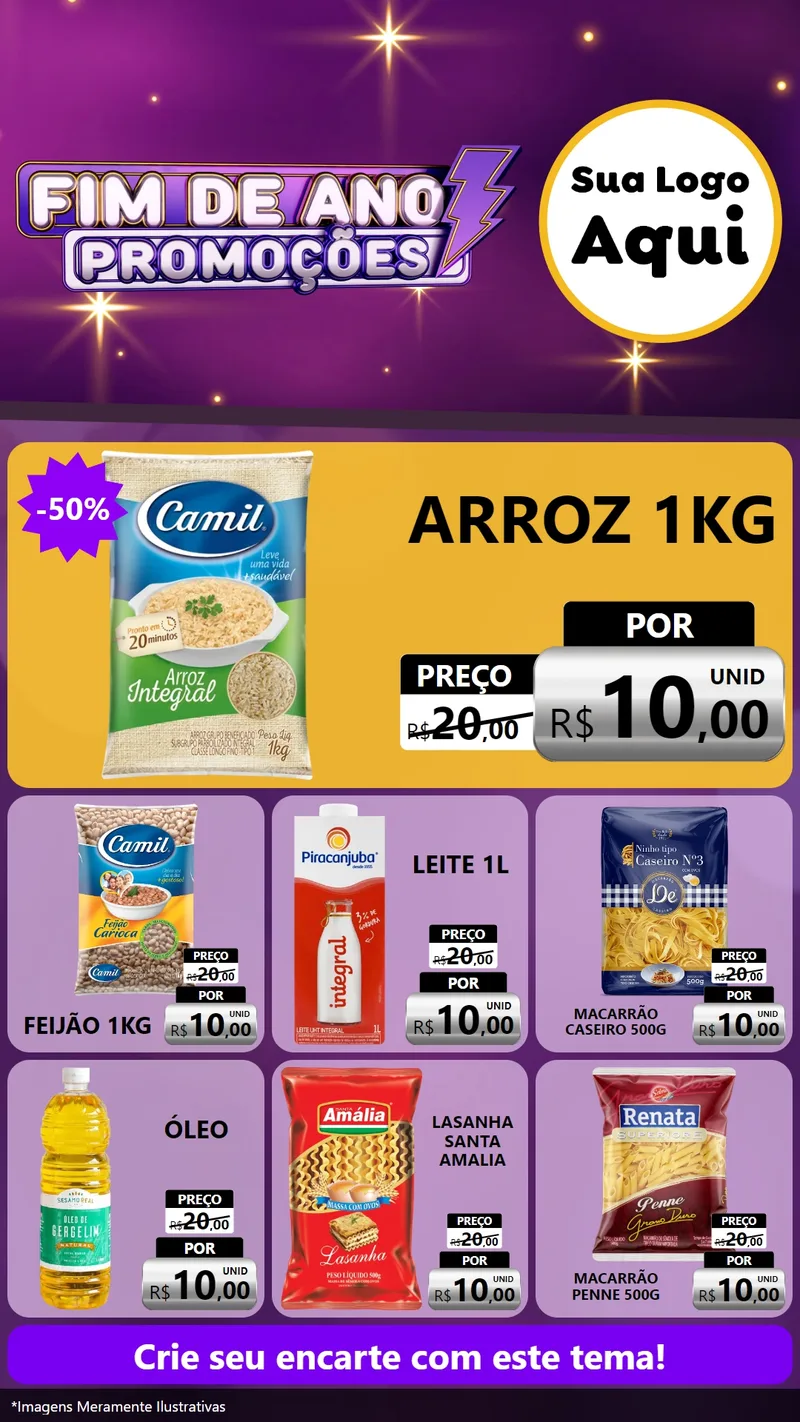 Modelo de Rede Social para Stories com o tema Fim de Ano Promoções para Supermercado
