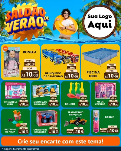 Modelo de Rede Social para Feed Instagram com o tema Saldão de Verão para Brinquedos