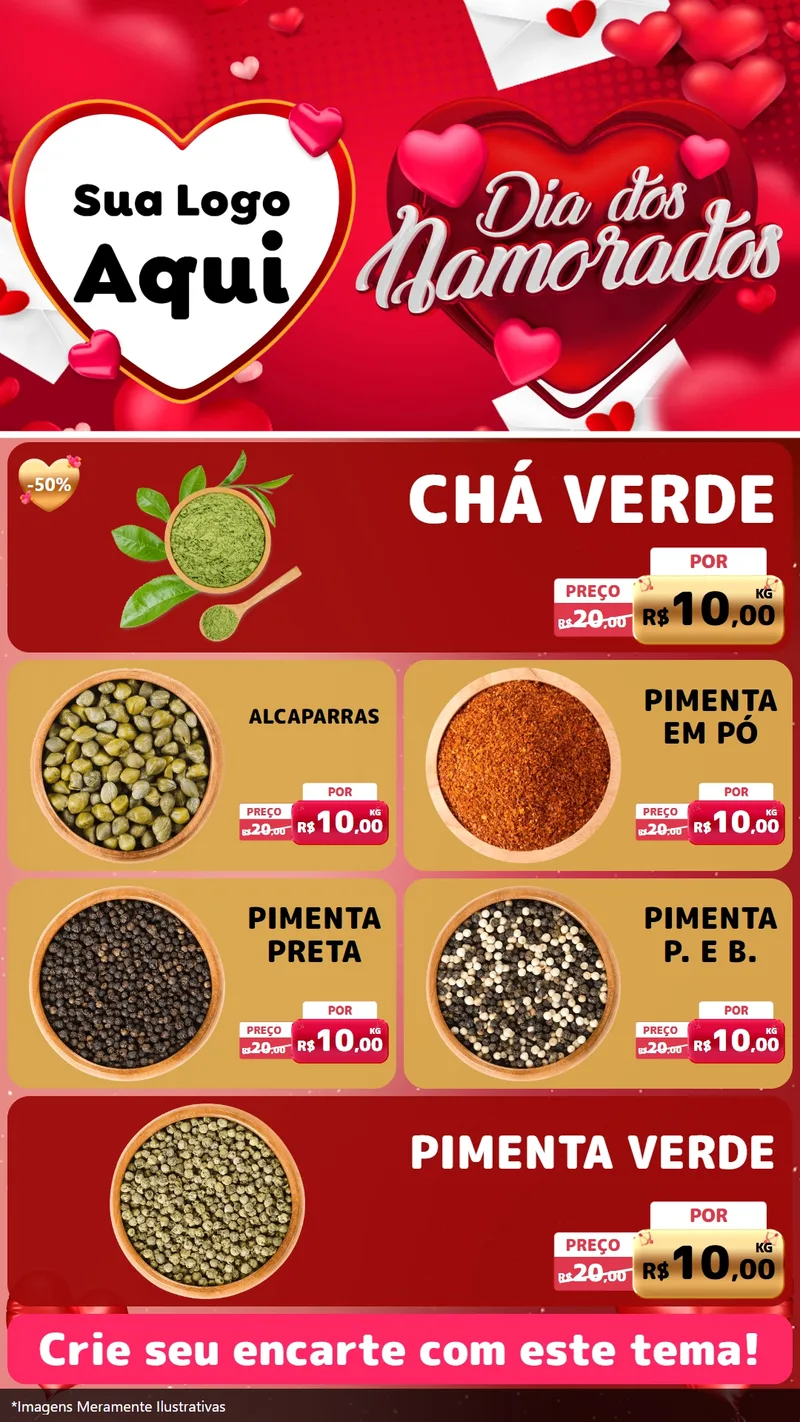 Modelo de TV para TV Vertical com o tema Dia Dos Namorados para Produtos Naturais