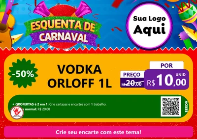 Modelo de Cartaz para Cartaz A4 Horizontal com o tema Esquenta de Carnaval para Distribuidora de bebidas
