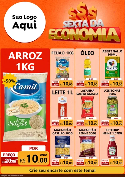 Modelo de Encarte para Encarte A4 Vertical com o tema Sexta da Economia para Supermercado