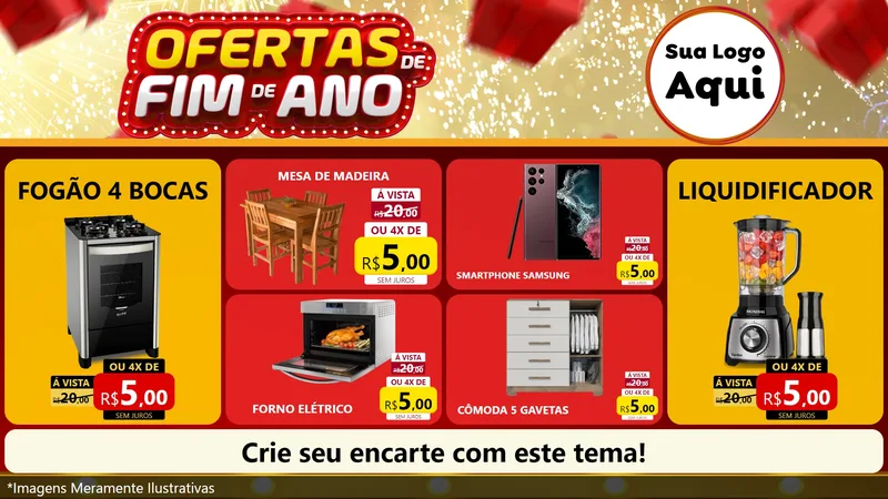 Modelo de TV para TV Horizontal com o tema Ofertas de Fim de Ano para Móveis e Eletro