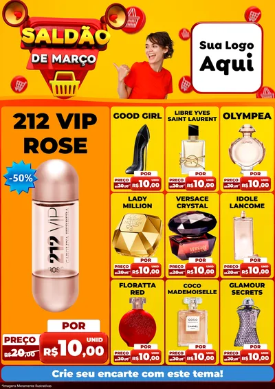 Modelo de Encarte para Encarte A4 Vertical com o tema Saldão de Março para Perfumes