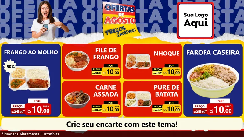 Modelo de TV para TV Horizontal com o tema Ofertas de Agosto - Preços Incríveis para Restaurante