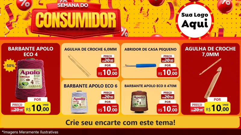 Modelo de TV para TV Horizontal com o tema Semana do Consumidor para Armarinho e Aviamentos