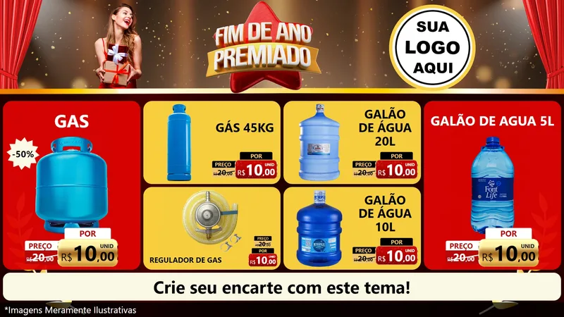 Modelo de TV para TV Horizontal com o tema Fim de Ano Premiado para Água e gás