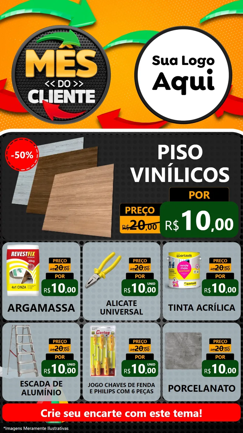 Modelo de Rede Social para Stories com o tema Mês do Cliente para Material para Construção
