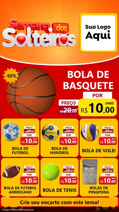 Modelo de Rede Social para Stories com o tema Semana dos Solteiros para Artigos Esportivos