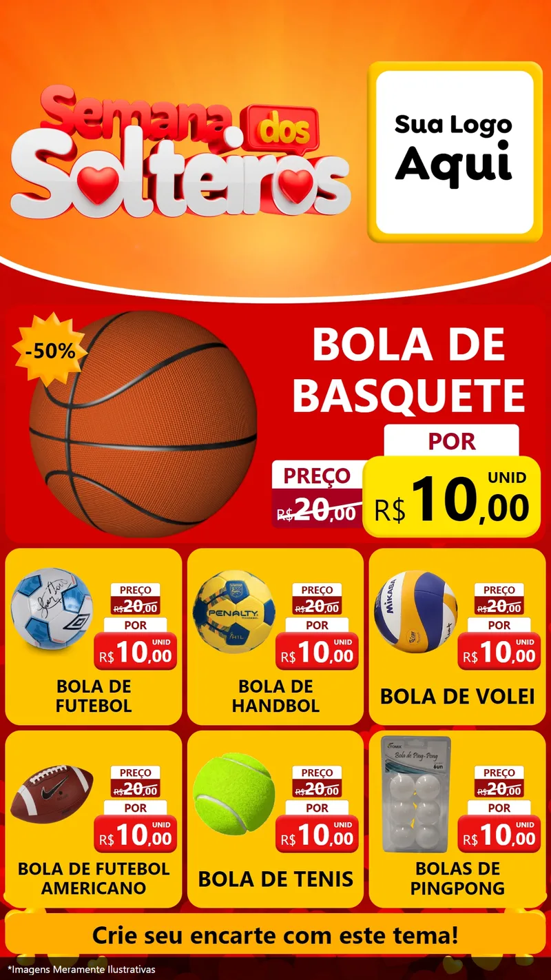 Modelo de Rede Social para Stories com o tema Semana dos Solteiros para Artigos Esportivos