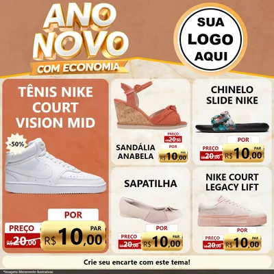 Modelo de Rede Social para Feed Facebook com o tema Ano Novo Com Economia para Calçados