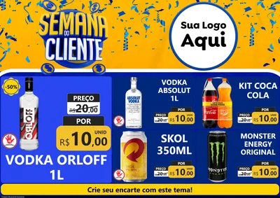 Modelo de Encarte para Encarte A4 Horizontal com o tema Semana do Cliente para Distribuidora de bebidas