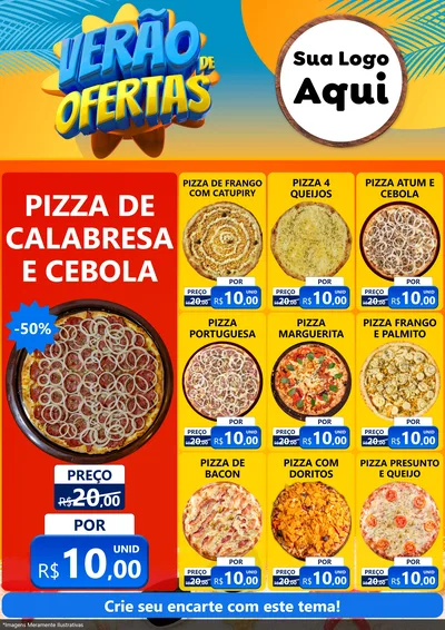 Modelo de Encarte para Encarte A4 Vertical com o tema Verão de Ofertas para Pizzaria