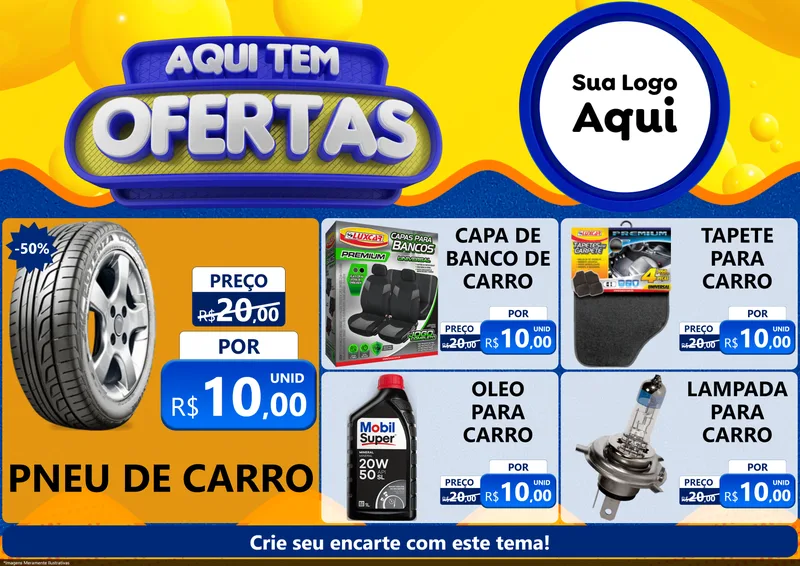 Modelo de Encarte para Encarte A4 Horizontal com o tema Aqui Tem Ofertas para Auto peças