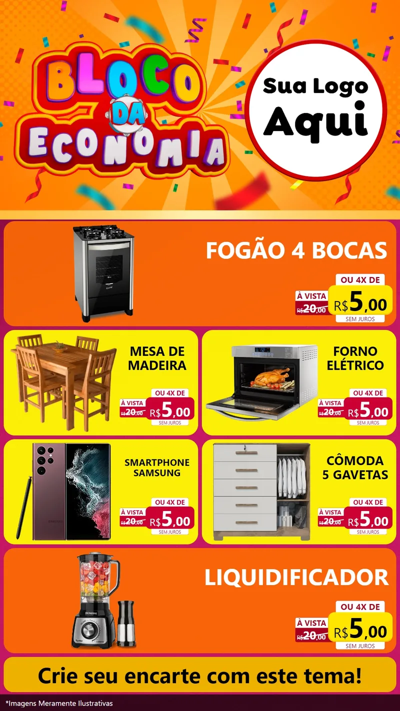 Modelo de TV para TV Vertical com o tema Bloco da Economia para Móveis e Eletro