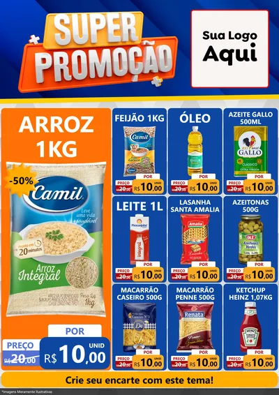 Modelo de Encarte para Encarte A4 Vertical com o tema Super Promoção para Supermercado