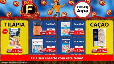 Modelo de TV para TV Horizontal com o tema Dia F - O Dia Mais Barato Do Mês para Peixaria