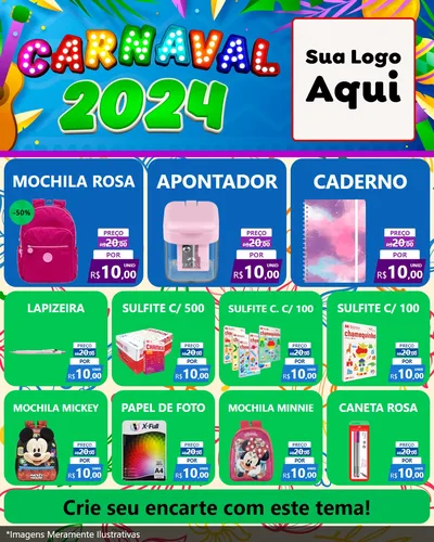 Modelo de Rede Social para Feed Instagram com o tema Carnaval 2027 para Papelaria